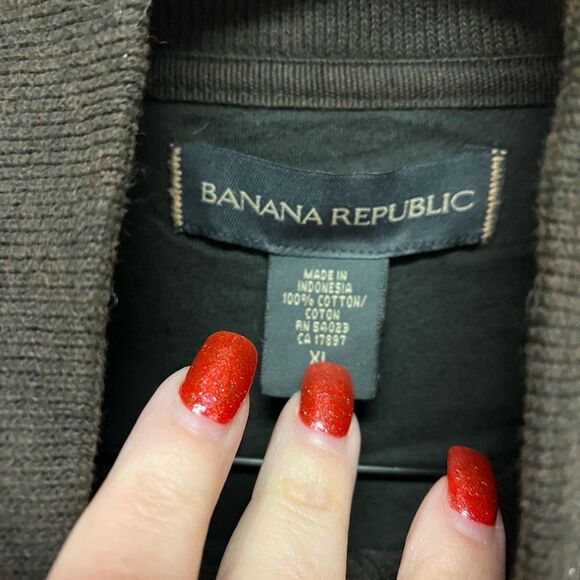 Banana Republic Brown Mock Neck Zip Up Sweater sz XL EUC - Picture 6 of 6